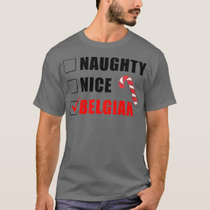 Naughty Nice belgische Candy Cane Christmas Santa T-Shirt