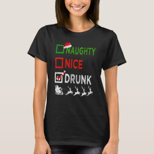 Naughty Nice Betrunken Christmas Pajamas Funny San T-Shirt