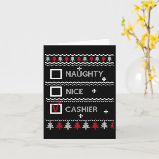 Naughty Nice Cashier Festlicher Winter hässlich We Karte (Gelbe Blume)