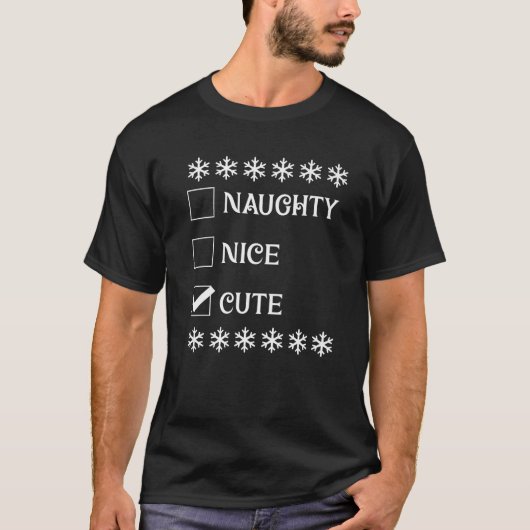 Naughty Nice Cute Christmas Family Matching Outfit T-Shirt (Vorderseite)