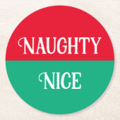 Naughty Nice Double Christmas Runder Pappuntersetzer (Vorderseite)