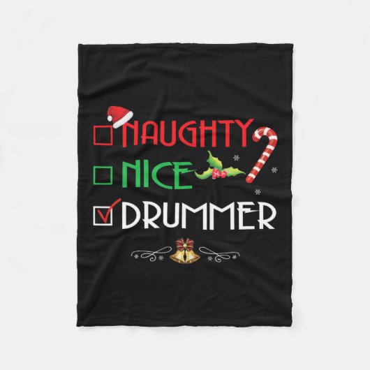 Naughty Nice Drummer Group Matching Weihnachtsgesc Fleecedecke (Vorderseite)