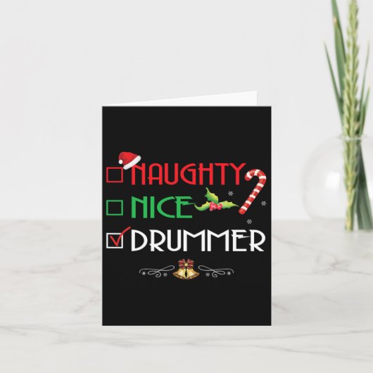 Naughty Nice Drummer Group Matching Weihnachtsgesc Karte (Vorderseite)