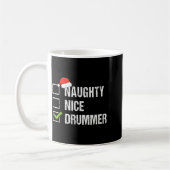 Naughty Nice Drummer Shirt Drumming Santa Hat Chri Kaffeetasse (Links)