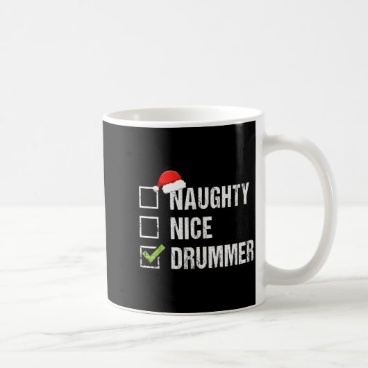 Naughty Nice Drummer Shirt Drumming Santa Hat Chri Kaffeetasse (Rechts)