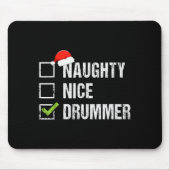 Naughty Nice Drummer Shirt Drumming Santa Hat Chri Mousepad (Vorne)