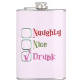 Naughty Nice Drunk Funny Holiday Christmas Mug Flachmann (Vorderseite)