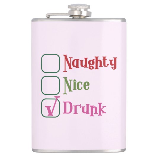 Naughty Nice Drunk Funny Holiday Christmas Mug Flachmann (Vorderseite)