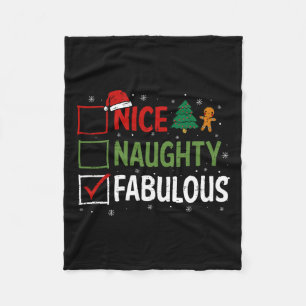 Naughty Nice Fabulous Christmas Pajamas Santa Clau Fleecedecke