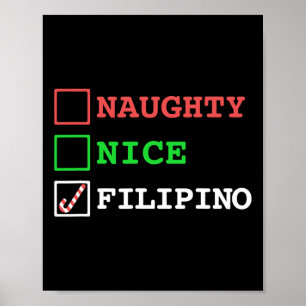 Naughty Nice Filipino Funny Christmas Philippinen Poster