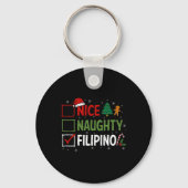 Naughty Nice Filipino Weihnachten Pajamas Santa Cl Schlüsselanhänger (Vorderseite)
