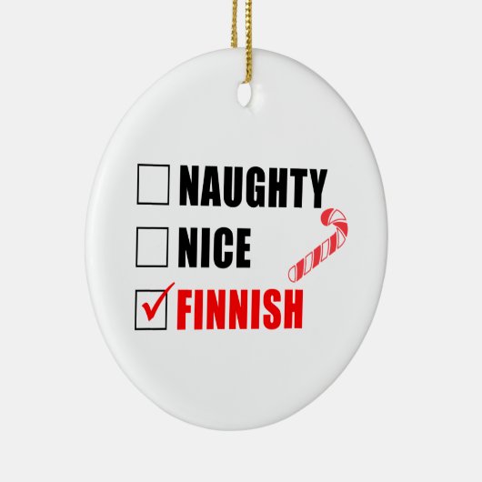 Naughty Nice Finland Candy Cane Keramik Ornament (Rechts)