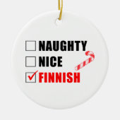Naughty Nice Finland Candy Cane Keramik Ornament (Vorne)