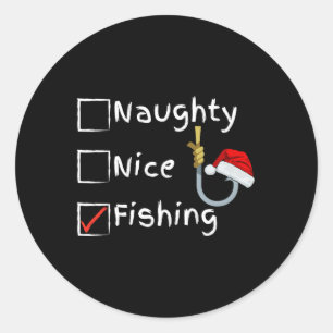 Naughty Nice Fishing Runder Aufkleber