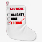 Naughty Nice Französisch Personalisiert Kleiner Weihnachtsstrumpf (Vorderseite)
