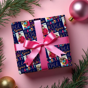 Naughty & Nice fröhliches farbiges Weihnachtsgeb Geschenkpapier
