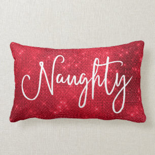 Naughty Nice Funkelnd Red White Glitzer Sequin Lendenkissen
