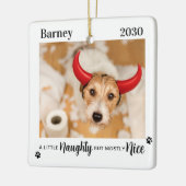 Naughty Nice Funny Dog Pet Foto Weihnachten Keramikornament (Links)