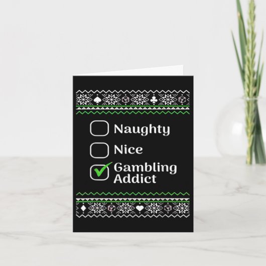 Naughty Nice Gambling Addict Weihnachten Karte (Vorderseite)
