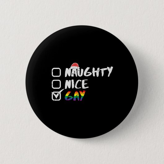 Naughty Nice Gay Rainbow Funny Gay Pride Lgbt Chri Button (Vorderseite)