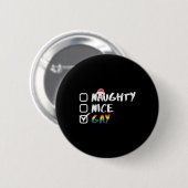 Naughty Nice Gay Rainbow Funny Gay Pride Lgbt Chri Button (Vorne & Hinten)