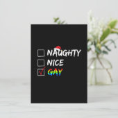 Naughty Nice Gay Rainbow Funny Gay Pride LGBT Chri Einladung (Stehend Vorderseite)