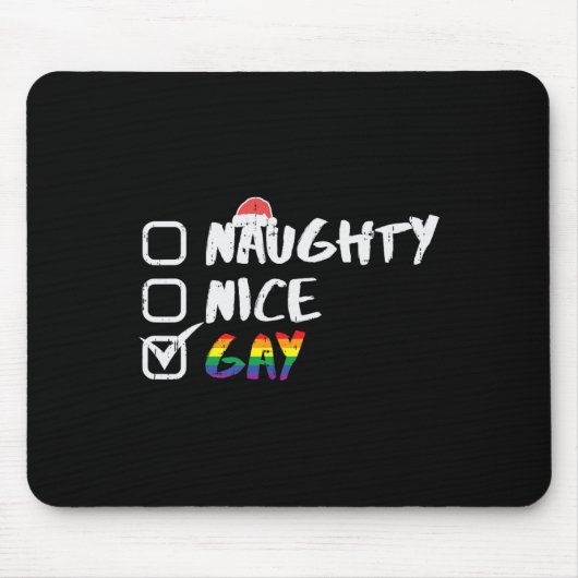 Naughty Nice Gay Rainbow Funny Gay Pride Lgbt Chri Mousepad (Vorne)