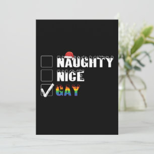 Naughty Nice Gay Rainbow Pride LGBT Weihnachtsgesc Einladung