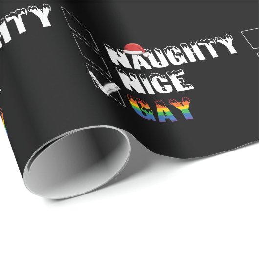 Naughty Nice Gay Rainbow Pride LGBT Weihnachtsgesc Geschenkpapier (Rolleneckpunkt)