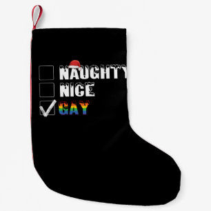 Naughty Nice Gay Rainbow Pride LGBT Weihnachtsgesc Kleiner Weihnachtsstrumpf