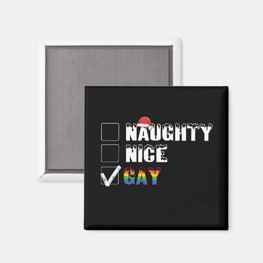 Naughty Nice Gay Rainbow Pride LGBT Weihnachtsgesc Magnet (Vorderseite/Rückseite)