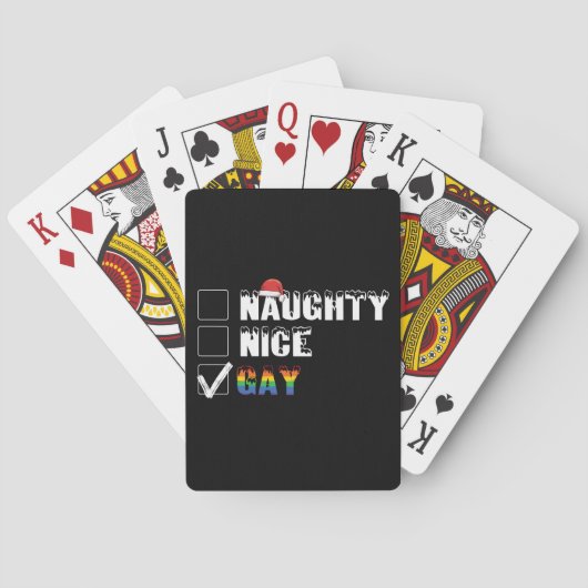 Naughty Nice Gay Rainbow Pride LGBT Weihnachtsgesc Spielkarten (Rückseite)
