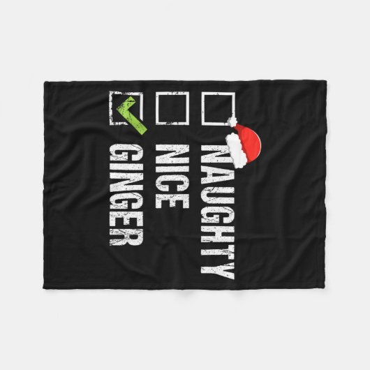 Naughty Nice Ginger Redhead Santa Hat Irish Christ Fleecedecke (Vorderseite (Horizontal))