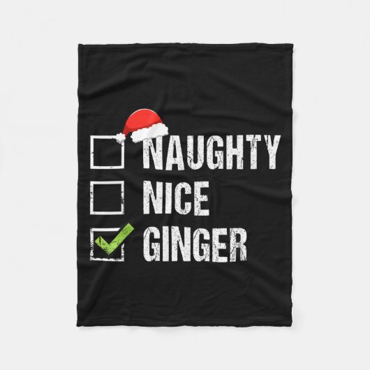 Naughty Nice Ginger Redhead Santa Hat Irish Christ Fleecedecke (Vorderseite)