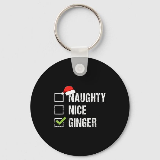Naughty Nice Ginger Redhead Santa Hat Irish Christ Schlüsselanhänger (Vorderseite)