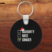 Naughty Nice Ginger Redhead Santa Hat Irish Christ Schlüsselanhänger (Vorderseite)