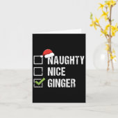 Naughty Nice Ginger Redhead Weihnachtsmannmütze Ir Karte (Gelbe Blume)
