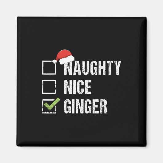 Naughty Nice Ginger Redhead Weihnachtsmannmütze Ir Magnet (Vorne)