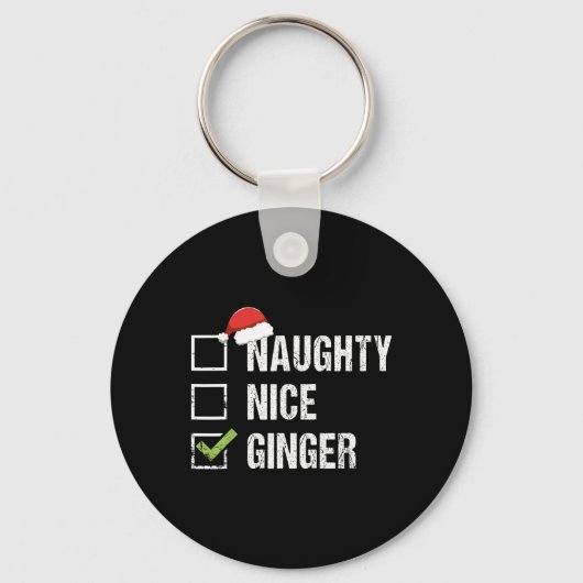 Naughty Nice Ginger Redhead Weihnachtsmannmütze Ir Schlüsselanhänger (Vorderseite)