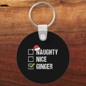Naughty Nice Ginger Redhead Weihnachtsmannmütze Ir Schlüsselanhänger (Vorderseite)