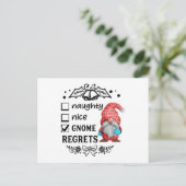 Naughty Nice Gnome Regrets Christmas Gnome Postkarte (Stehend Vorderseite)