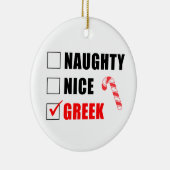 Naughty Nice Griechisch Candy Cane Keramik Ornamen Ornament (Rechts)