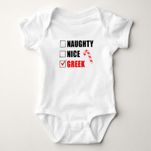 Naughty Nice Griechisch Santa List Baby Bodysuit Strampler