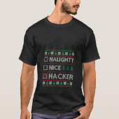 Naughty Nice Hacker Funny Holiday Christmas V Neck T-Shirt (Vorderseite)