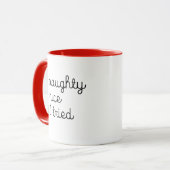 Naughty Nice I Tries Red Green Weihnachtsgeschenk Tasse (Vorderseite Links)