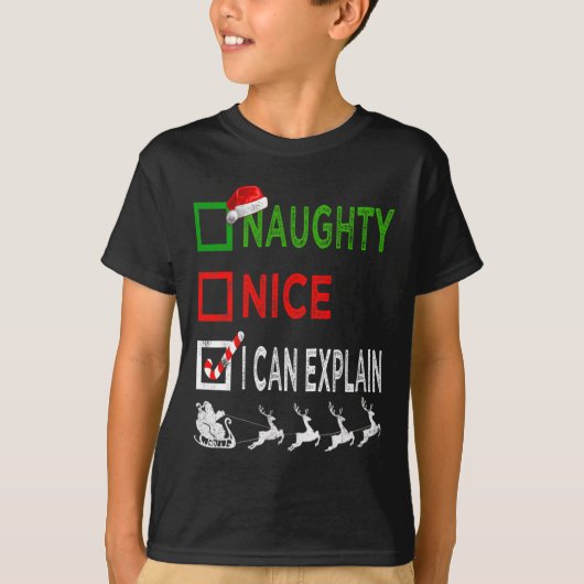 Naughty Nice ich kann Weihnachten Pajamas Funny er T-Shirt (Vorderseite)