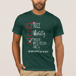 Naughty Nice Innocent Christmas Funny Checklist T-Shirt
