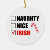 Naughty Nice Irish Candy Cane Ceramic Ornament (Vorne)