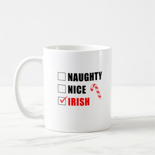 Naughty Nice Irish Christmas Design Coffee Tasse (Links)