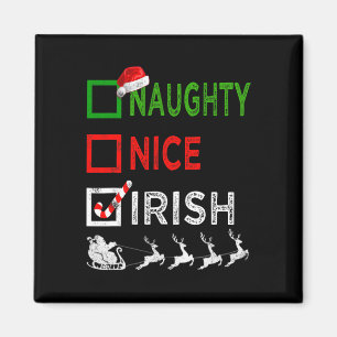 Naughty Nice Irish Christmas Pajamas Funny Santa H Magnet
